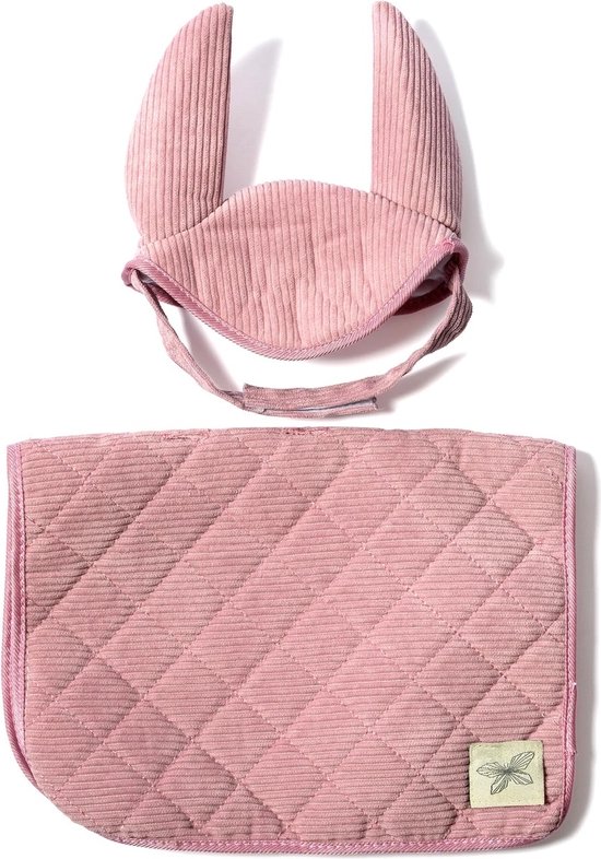 ByAstrup Stokpaard Zadeldekje en Muts Corduroy Roze van byASTRUP