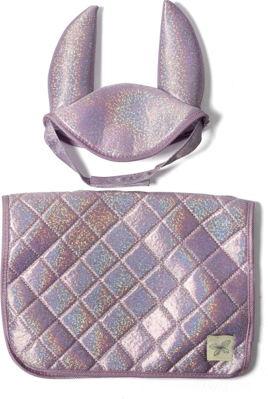 ByAstrup Stokpaard Zadeldekje en Muts Glitter Lila - Stokpaardje Speelgoed - Stokpaardje Spullen van byASTRUP