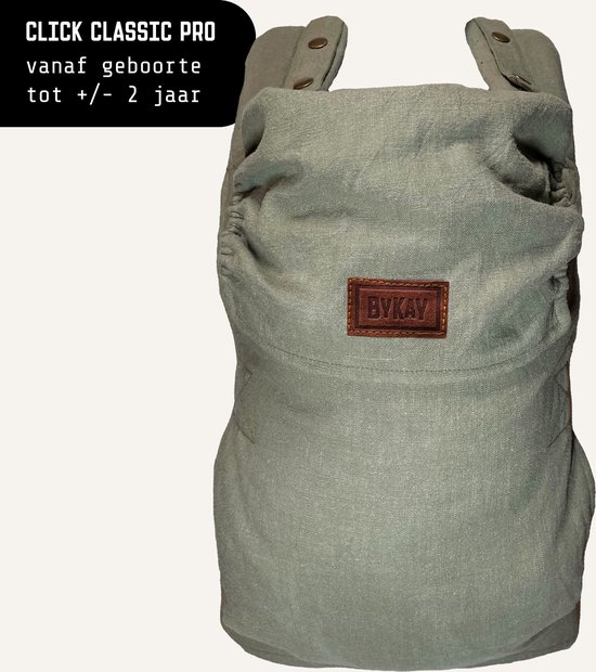 ByKay Draagzak Click Carrier Classic PRO - Ergonomische Draagzak Baby van broekmaat 62/68 tot +/- 2 jaar - Comfortabel & Snel met Click & Go - voor Buik, Heup en Rug - Linnen - Hunter Green van BYKAY