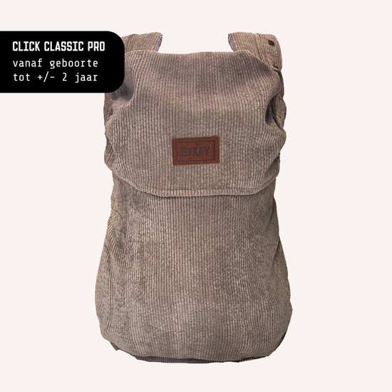 ByKay Draagzak Click Carrier Classic Pro - Ergonomische Draagzak Baby vanaf Geboorte tot 2 Jaar / Tot 18 KG - Comfortabel & Snel met Click & Go - voor Buik, Heup en Rug - Rib Dark Oat van BYKAY