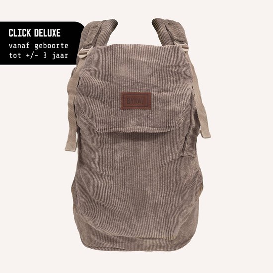 ByKay Draagzak Click Carrier Deluxe PRO - Luxe Draagzak Draagzak Baby vanaf broekmaat 62/68 tot +/- 3jaar - Maximale Ondersteuning, Comfort & Ergonomie - Click & Go - voor Buik, Heup en Rug - Rib Dark Oat van Merkloos