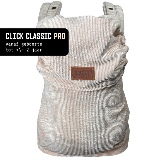 ByKay Draagzak Click Classic Pro - Ergonomische Draagzak Baby vanaf Geboorte tot 2 Jaar / Tot 18 KG - Comfortabel & Snel met Click & Go - voor Buik, Heup en Rug - Rib Fluweel - Almond Sand van BYKAY