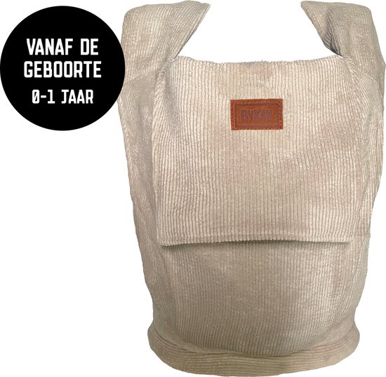 ByKay Draagzak Tiny Click Carrier - Ergonomische Draagzak Newborn newborn tot +/- 1 jaar - Eenvoudig en snel voor pasgeborenen - voor Buik en Heup - Comfortabele Stretch - Rib Almond Sand van BYKAY