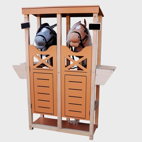 ByToiZZ Houten Stal voor Stokpaardjes 104x84x27 CM - Paardenstal - Stokpaardje Speelgoed - Hobby Horse - Stokpaard Spullen van Merkloos