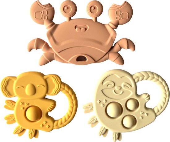 ByTwinly Bijtring Baby - Bijtringen - Bijtring Siliconen - Baby Speelgoed - Koelbijtring - BPA Vrij - 100% Siliconen - Set Van 3 - Met Pop It - Baby - Bijtspeeltje - Kraamcadeau - Babyshower Cadeau - Bijtspeelgoed - Vanaf 0 Maanden van ByTwinly