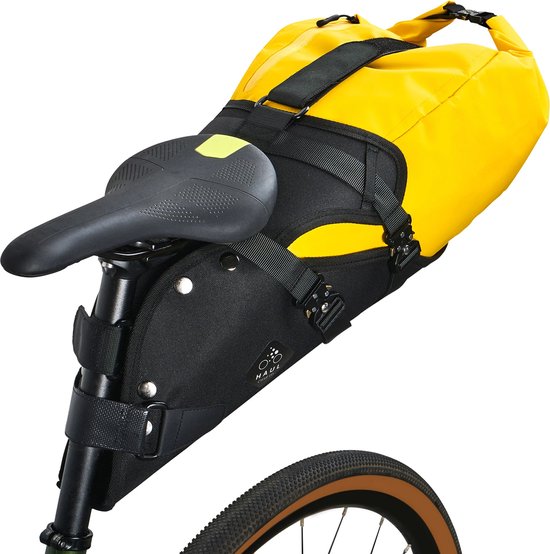 CabinMax Zadeltas - Fietstas - Backloader Racefiets - 16L - Waterdicht - Geel van Cabinmax