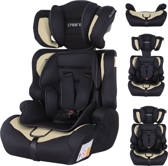 Cabino Autostoel i-Size - Groep 1/2/3 (76 - 150 cm) - Gordel - Zwart/Beige van Cabino