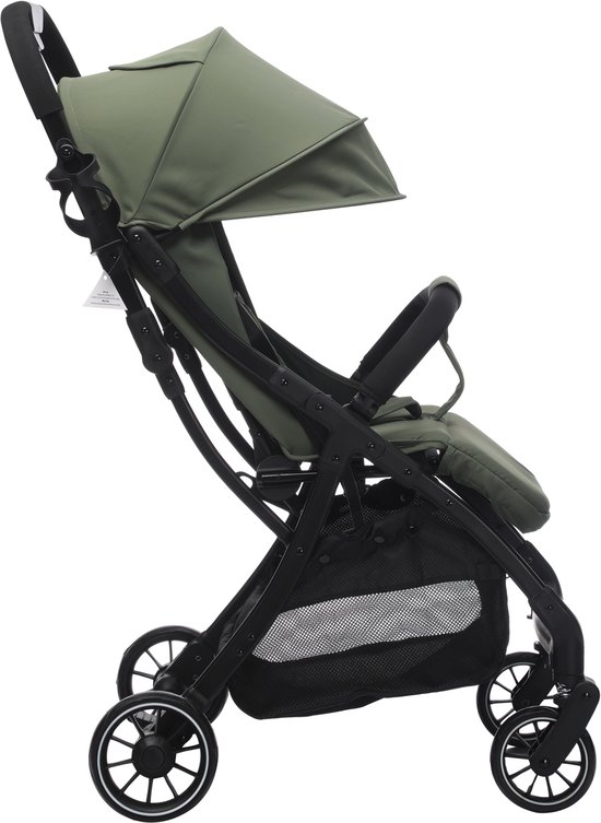 Cabino® Buggy Compact PLUS + Makkelijk Inklapbaar - Geschikt Voor Vliegtuig (Handbagage) & tot 22kg Wandelwagen Buggy Met Verstelbare Rugleuning en Grote Boodschappenmand Inclusief Reishoes & Bekerhouder – Groen van Merkloos