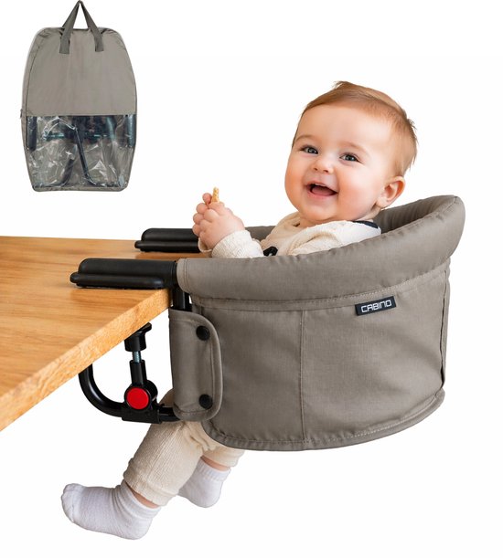 Cabino Kinderstoel Tafelhangstoel – Inklapbaar en Opvouwbaar – Tot 15 kg – Compact en Lichtgewicht – Olijf van Merkloos