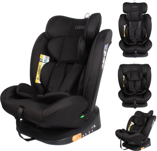 Cabino Solero Autostoel i-Size - Groep 0/1/2/3 - 40 tot 150 cm - Met Zitverkleiner - Zwart van Cabino