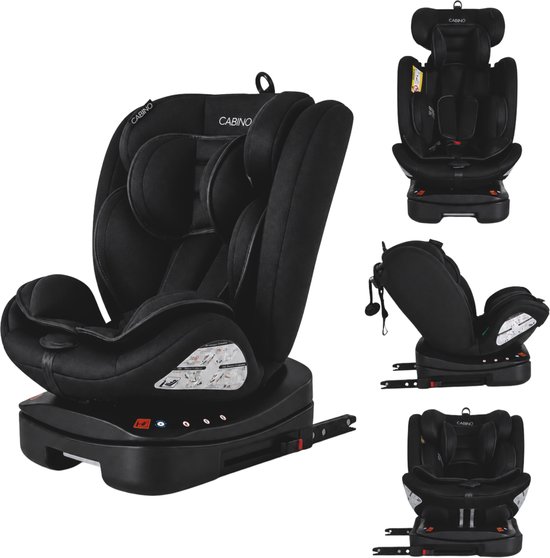 Cabino Voyager Autostoel – Groep 0/1/2/3 – 360° Draaibaar – Isofix – Vanaf Geboorte tot 12 Jaar – Zwart