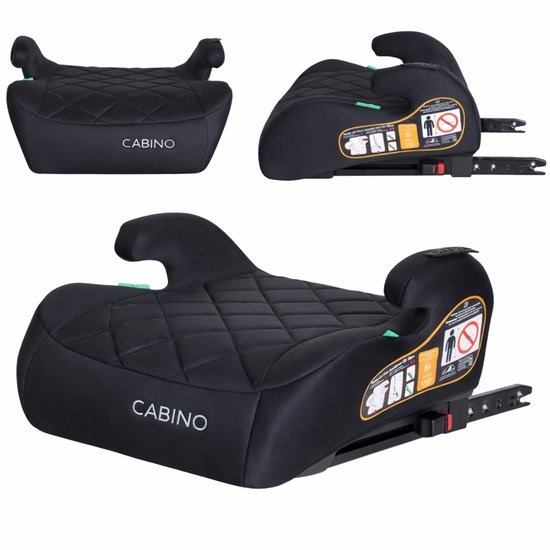 Cabino Zitverhoger Auto – Isofix – i-Size R129 – Autostoel Booster met Armleuningen – Zwart
