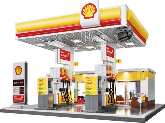 CadaBricks C66026W Icons Shell Tankstation mega bouwset - Classic Creator Modular Building - Expert Architecture Modelbouw - Technisch educatief speelgoed voor volwassenen & kinderen - Decoratie bouwpakket geschikt voor Lego - bouwdoos met 1309 bloks van Merkloos