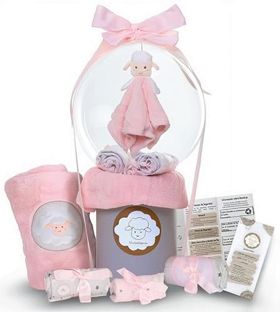 Cadeau voor pasgeborenen meisjes, set met decoratieve ballon en pluche dieren van Merkloos