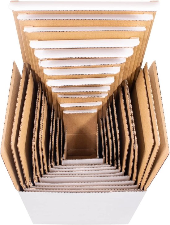 Cadeauboxen in 12 Verschillende Maten van Groot naar Klein, Witte Kartonnen Vierkante Dozen, Leuk Geschenk voor Feestdagen, Verjaardagen en Speciale Gelegenheden