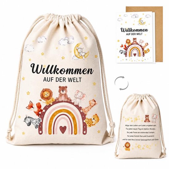 Cadeauset voor geboorte meisje met geschenktas en wenskaart
