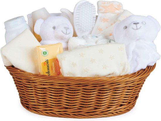 Cadeauset voor Pasgeborenen - Handverpakt met Babyspullen, Slabbetje, Dekbed en Rammelaar - Ideaal Kraamcadeau van Merkloos