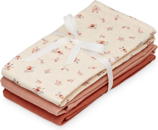Cam Cam hydrofiele doeken set van drie 70x70 - berries, sienna, roze van Merkloos