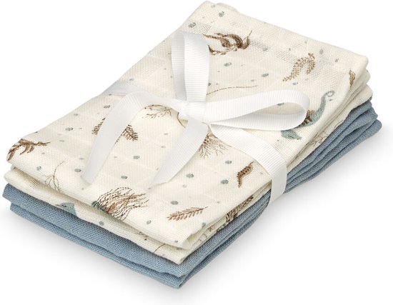 Cam Cam hydrofiele doeken set van drie 70x70 - sea garden, blauw, beige van Merkloos