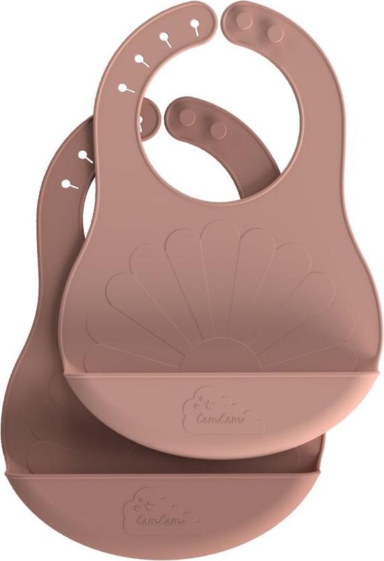 Cam Cam siliconen slabbetjes flower mix van twee - roze van Cam Cam