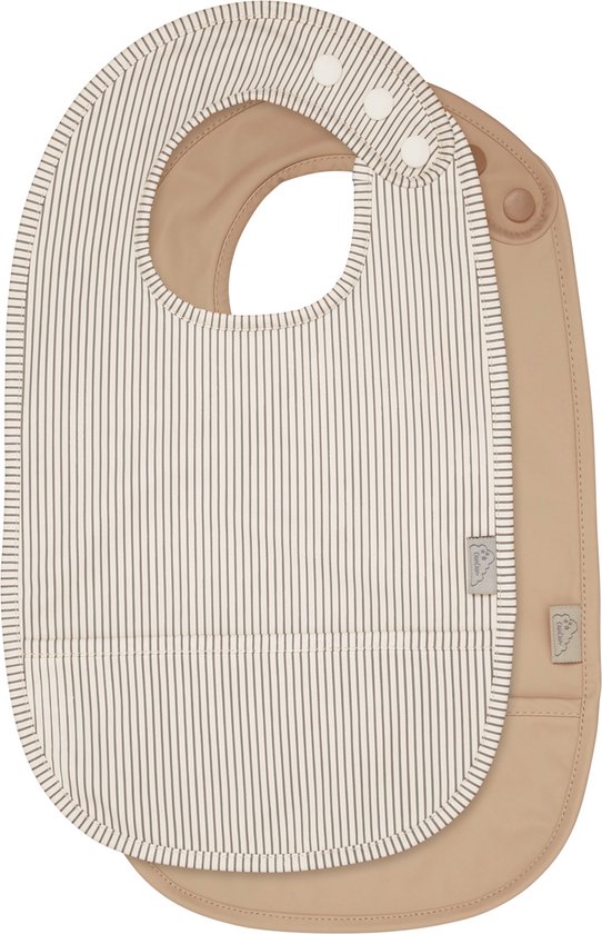 Cam Cam slabbetje streep set van twee - classic stripes camel / beige van Cam Cam