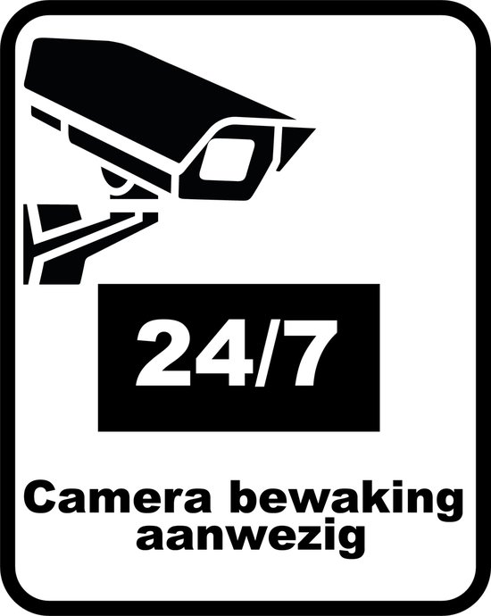 Camera Bewaking 24/7 | 20x25cm & 3 mm dik | Forex Bord |Tekst Zwart van Merkloos