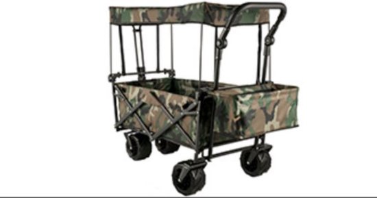 Camo Opvouwbare Bolderkar - Inclusief Dak - Met Duw- en Trekstang - 7-inch Off-road Banden - Kindertransport van LifeGoods