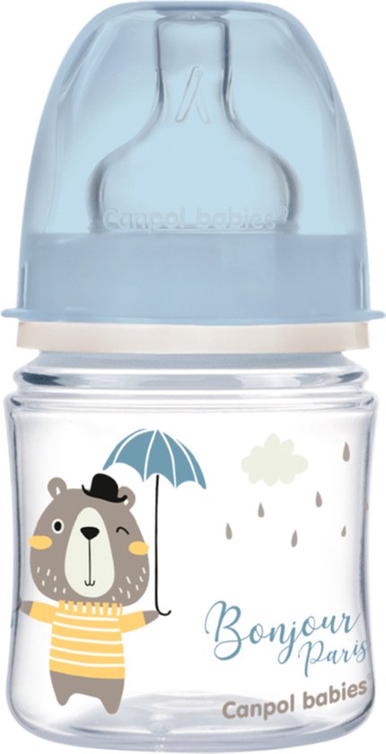 Canpol Babies BONJOUR PARIS (blauw) Easy Start Anti-Koliek babyfles 0m+, 120 ml 120 ml