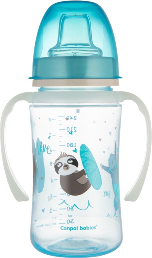 Canpol Babies - EasyStart - Siliconen Trainingsbeker - 240ml - PP - EXOTISCHE DIEREN - blauw 6+ m van Canpol Babies