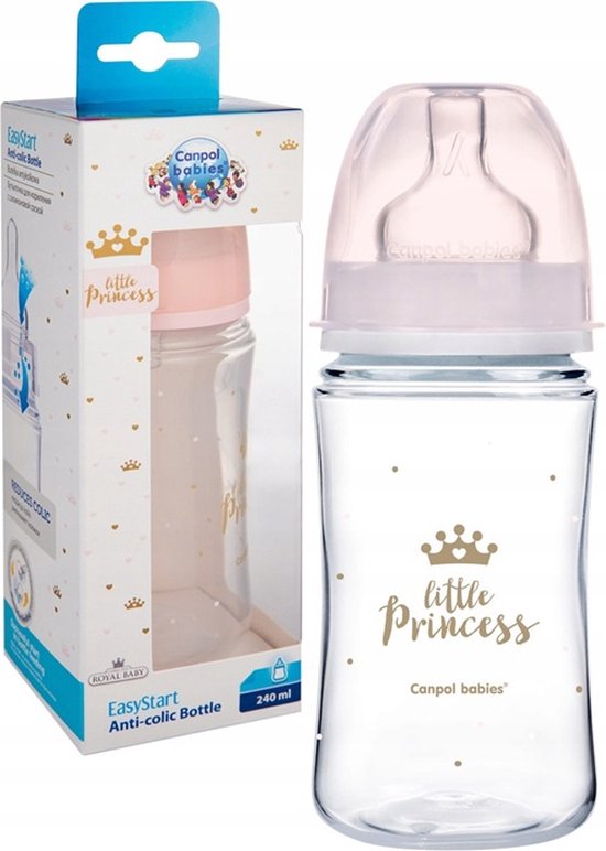 Canpol Babies | Little Prince | Easy Start Anti-Koliek babyfles | roze | 3m+ | 240ml | 240 ml