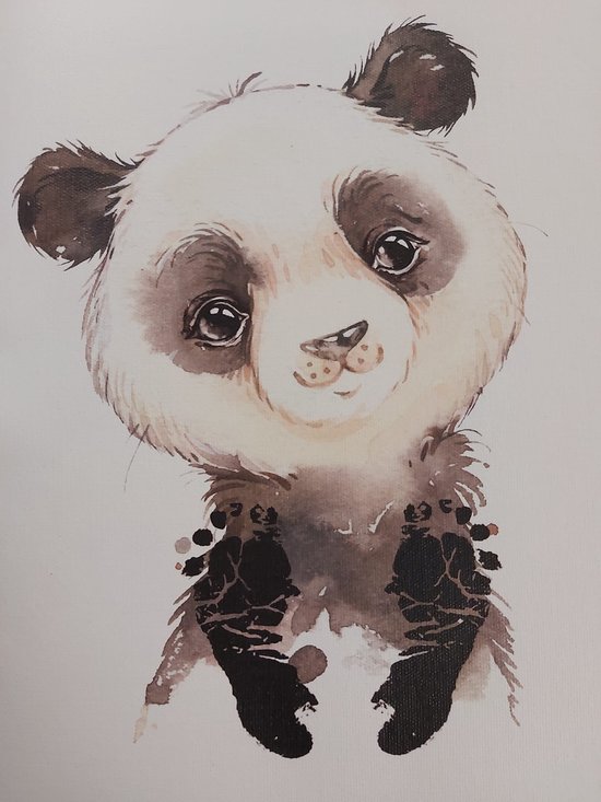 Canvas poster afdruk setje - panda - voetafdrukjes maken - inkt afdrukjes - babyshower - kraamcadeau van Little Big Feet