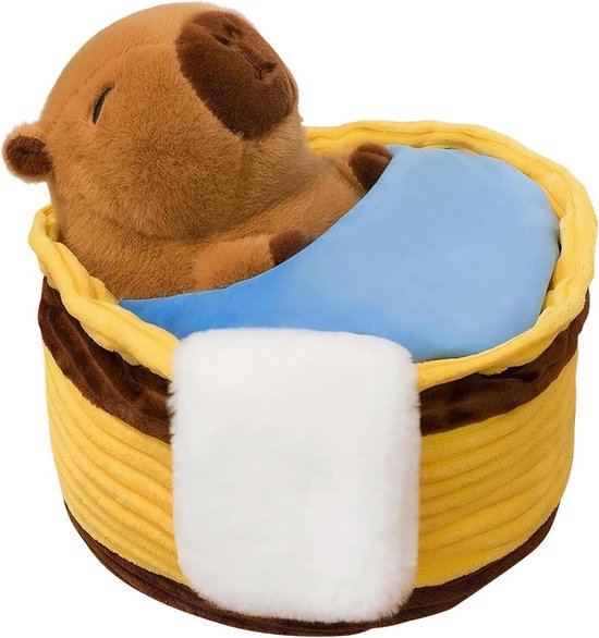 Capybara Pluche - Knuffel Speelgoed - Badpret - 2-in-1 Ontwerp - 16 cm - Bruin