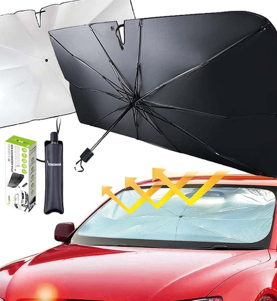 Car Windshield Sunshade Umbrella 125x65cm - UV Protection & Heat Insulation - Foldable Sunshade for Most Vehicle Models van Merkloos