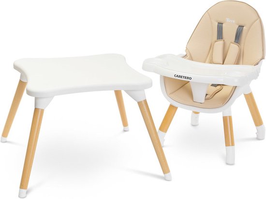 Caretero Tuva Kinderstoel Beige - Babystoel - Baby Eetstoel - Kinderstoeltje voor Peuter - Voor Kinderen van 6 Maanden tot 3-4 Jaar - Scandinavisch Design van Caretero