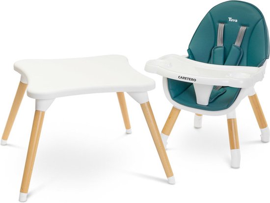 Caretero Tuva Kinderstoel Donkergroen - Babystoel - Baby Eetstoel - Kinderstoeltje voor Peuter - Voor Kinderen van 6 Maanden tot 3-4 Jaar - Scandinavisch Design van Caretero