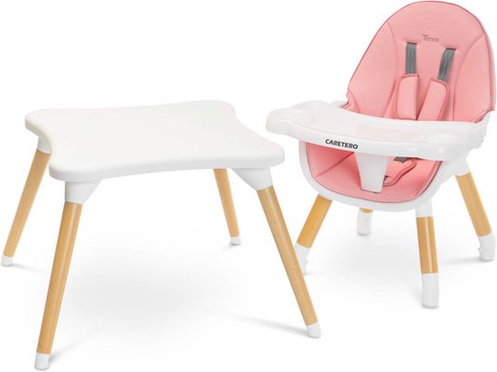 Caretero Tuva Kinderstoel Roze - Babystoel - Baby Eetstoel - Kinderstoeltje voor Peuter - Voor Kinderen van 6 Maanden tot 3-4 Jaar - Scandinavisch Design van Caretero