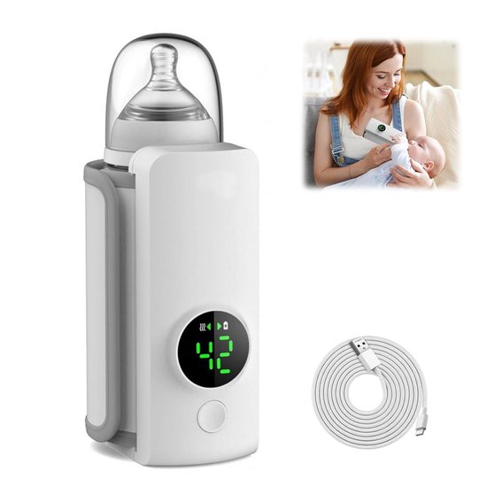 carmdering - Draagbare Flessenwarmer Baby – Draadloos – 2000 mAh – 6 Temperatuurstanden – Waterloos – USB-C