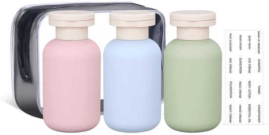 carmdering - Reisflesjes - Reisflessen - HDPE Flessen - Set van 3, lekvrij, breed mondstuk, klapdeksel - BPA-vrij, lichtgewicht - Geschikt voor shampoo, lotion en zeep - Perfect voor reizen en dagelijks gebruik