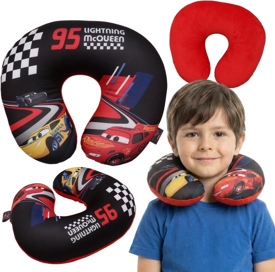 Cars 3 DISNEY Reiskussen, nekrol voor in het vliegtuig, hoofdsteun voor in de auto 26x30 cm van Merkloos