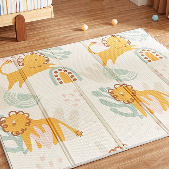 CASABEL Baby Speelmat, 180x150cm, Opvouwbare en Waterdichte Babymat met Leeuwendesign