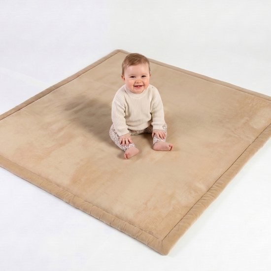 CASABEL Baby speelmat van fluweel in crèmewit 150×180 cm, dik en zacht, schuim, antislip onderkant