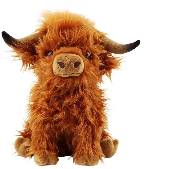 Casalora Pluche knuffel -Schotse Hooglander Koe Knuffel - Hooglandkoe Pop - Zacht en Knuffelig - Lang Pluizig Rood Haar - Realistische Details - 25 cm - Geschikt voor Kinderen
