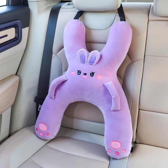 Casalora – Reiskussens en slaapmatjes voor peuters – Slaapkussens voor lange autoritten – Slaapkussens voor kinderen in de auto – Pluche baby + PP-katoen – H-vormig ontwerp – Hoofdsteun – Verstelbare gesp – Bevestiging met autogordel – Universeel