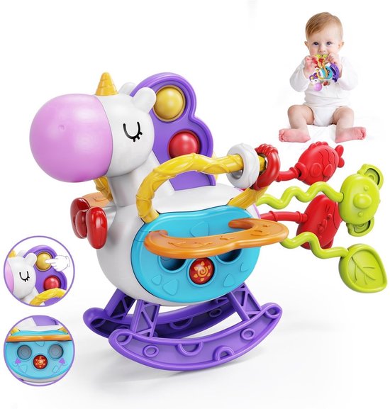 casalora® - Siliconen Trekkoord Activiteiten Speelgoed - Montessori speelgoed - sensorisch speelgoed - bijtring - bijtspeelgoed baby - babyspeelgoed - voor kinderen van 6 tot 24 maanden - Peuter Speelgoed – Jongens – Meisjes - 1 jaar – 2 jaar