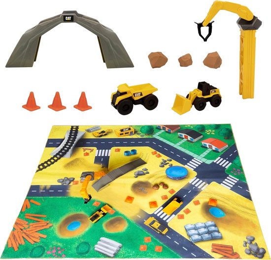 CAT Mini Werkmachines met speelmat | Vanaf 3 jaar | oa. CAT Dumptruck & Shovel Speelset | 1:64 van Cat