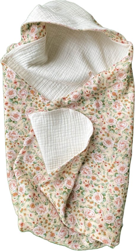 Cateu Rosie Baby Omslagdoek Beige/Crème Mini - Wikkeldeken - Badcape - Hydrofiele Doek van Cat