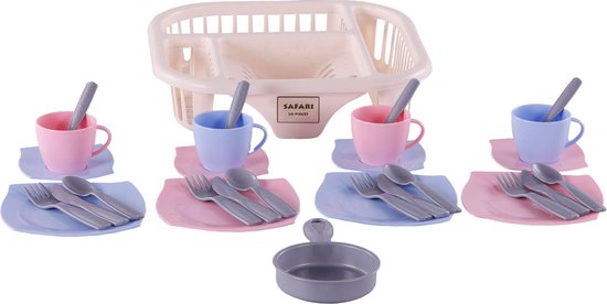 Cavallino Servies met Afwasrek Roze, 30dlg. van Cavallino