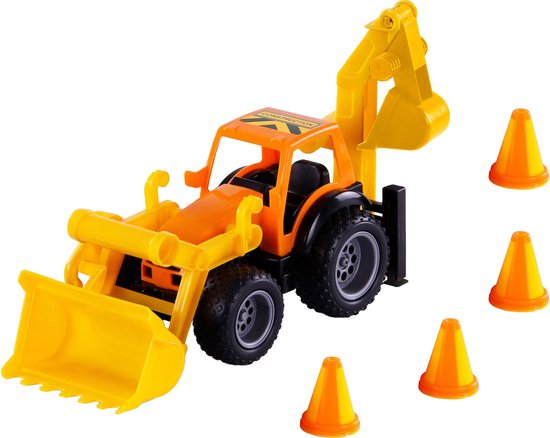 Cavallino Toys Cavallino Grip Graafmachine Tractor met Rubberbanden, 38,5cm van Cavallino Toys