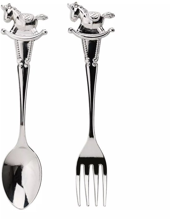 Celebrations - Hello Baby - Bestek set - Silverplated Cutlery Set - Verzilverd - Zilver - Baby Gift - Baby kado - Baby cadeau - Doop - Baby shower van Merkloos