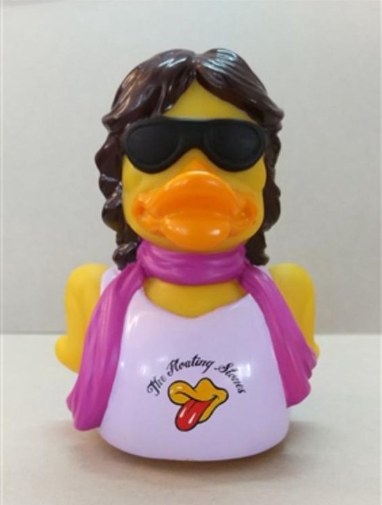 CelebriDucks THE FLOATING STONES Pop Music Rubber Duck  MICK JAGGER THE ROLLING STONES   11cm  bekendste badeendjes merk uit de USA van CelebriDucks